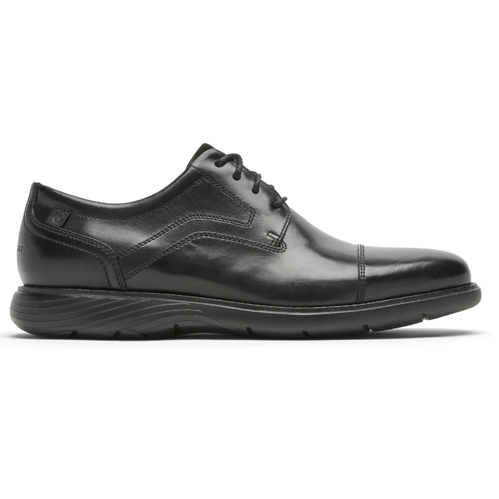 Sapatos Oxford Homem Rockport Garett Cap Toe Pretas,Portugal MEPHQ-3760